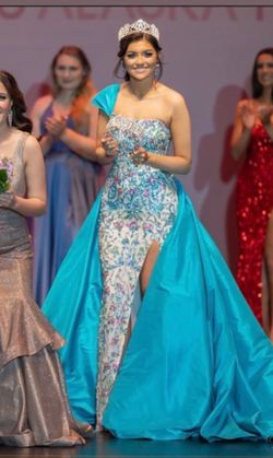 Sherri Hill Blue Size 2 Tall Height Side slit Dress on Queenly
