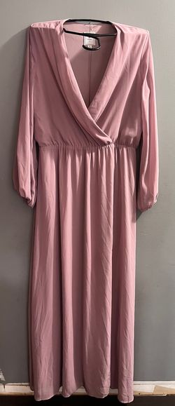 Style W60041 mdustyrose David's Bridal Pink Size 14 Medium Height Plunge Plus Size Jersey Bridesmaid Straight Dress on Queenly