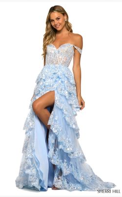 Style 55500 Sherri Hill Blue Size 6 Short Height Floor Length 55500 Ball gown on Queenly