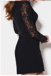 Ellie Wilde Black Size 4 V Neck Lace Sleeves Wednesday Cocktail Dress on Queenly