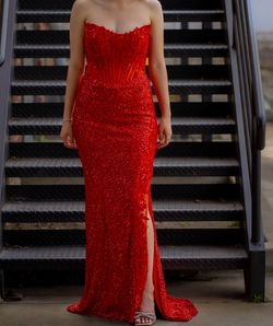 Cinderella Divine Red Size 4 50 Off Jersey Medium Height Short Height Mermaid Dress on Queenly