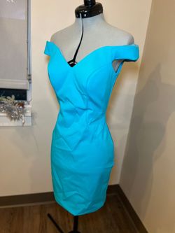 Ashley Lauren Blue Size 4 Jersey Cocktail Dress on Queenly