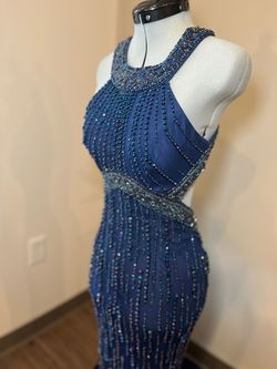 Sherri Hill Blue Size 00 Prom Swoop Train Dress on Queenly