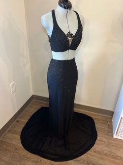La Femme Black Size 00 50 Off Two Piece Train Dress on Queenly