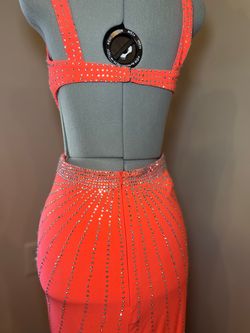 La Femme Multicolor Size 00 Plunge Floor Length Straight Dress on Queenly