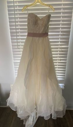 Watters brides White Size 10 Floor Length Jersey Cotillion Ball gown on Queenly