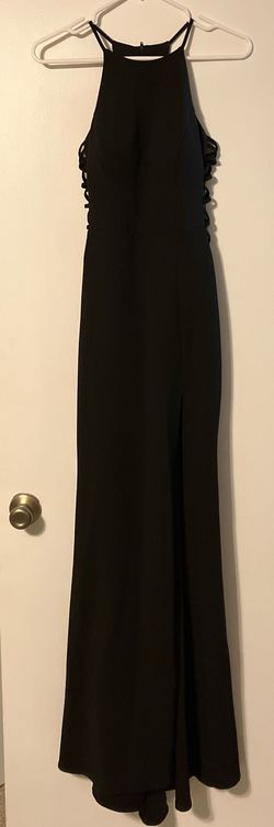 Style #4XGV446 B darlin Black Size 2 Floor Length Jersey Medium Height Military Mermaid Dress on Queenly