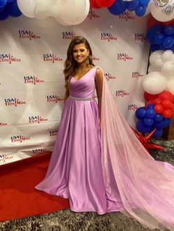 Ashley Lauren Purple Size 4 Floor Length Jersey Short Height Ball gown on Queenly