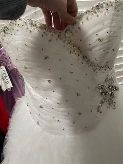 Mori Lee White Size 10 Prom Floor Length Ball gown on Queenly