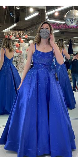 Sherri Hill Blue Size 10 Jersey Ball gown on Queenly