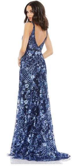 Mac Duggal Blue Size 12 Floral Floor Length Mermaid Dress on Queenly