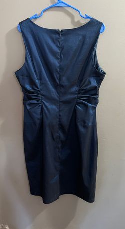 Adrianna Papell Blue Size 16 Wedding Guest Midi Plunge Cocktail Dress on Queenly