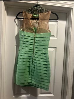 Sherri Hill Green Size 2 High Neck Pageant Mini Cocktail Dress on Queenly