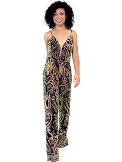 Style 8261 Marc Defang Black Size 8 Pageant Jewelled Jumpsuit Dress on Queenly
