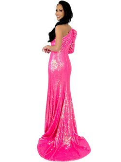 Style 8247 Marc Defang Pink Size 4 Black Tie Floor Length Side slit Dress on Queenly