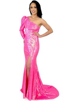 Style 8247 Marc Defang Pink Size 4 Prom Train Side slit Dress on Queenly