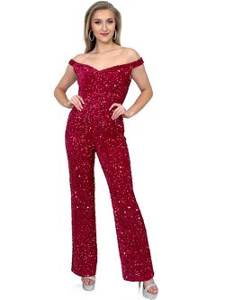 Style 8046A Marc Defang Red Size 4 Jersey Velvet Jumpsuit Dress on Queenly