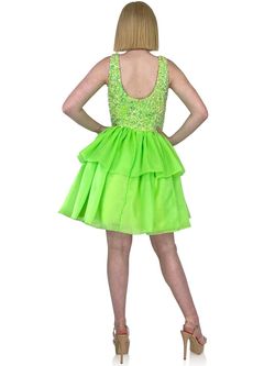 Style 8249 Marc Defang Green Size 4 Sequined 8249 Cocktail Dress on Queenly