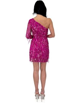 Style 8241 Marc Defang Purple Size 4 Tall Height Fringe Speakeasy 8241 Cocktail Dress on Queenly