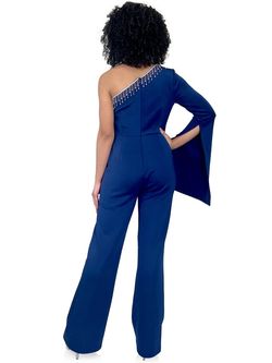 Style 8267 Marc Defang Blue Size 5 Interview Jersey Tall Height Jumpsuit Dress on Queenly