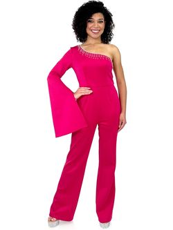 Style 8267 Marc Defang Hot Pink Size 4 Interview 8267 Floor Length Jumpsuit Dress on Queenly