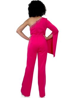 Style 8267 Marc Defang Pink Size 14 Plus Size Barbiecore Floor Length Jumpsuit Dress on Queenly