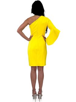 Style 8243 Marc Defang Yellow Size 4 8243 Cocktail Dress on Queenly