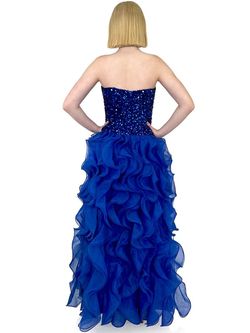 Style 8325 Marc Defang Blue Size 5 Tall Height Floor Length Ball gown on Queenly