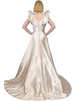 Style 8105 Marc Defang Gold Size 7 High Neck Train V Neck Tall Height Ball gown on Queenly