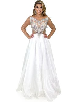 Style 8309 Marc Defang White Size 8 Pageant Tall Height Floor Length Jewelled A-line Dress on Queenly