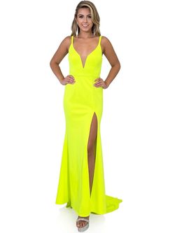 Style 8341 Marc Defang Green Size 4 Prom Floor Length 8341 Side slit Dress on Queenly