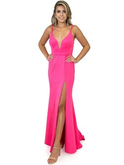 Style 8341 Marc Defang Pink Size 4 Pageant Black Tie Side slit Dress on Queenly
