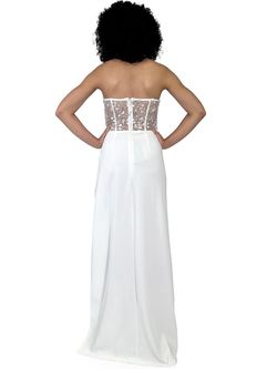Style 8292 Marc Defang White Size 4 8292 Tall Height Side slit Dress on Queenly