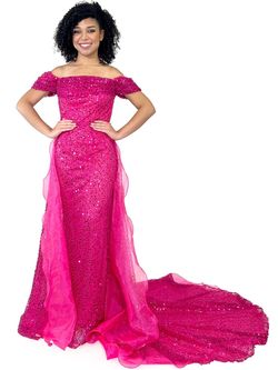 Style 8228 Marc Defang Pink Size 4 Pageant Prom Corset Floor Length Train Dress on Queenly