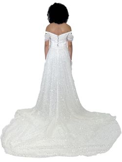 Style 8228 Marc Defang White Size 6 Floor Length Tall Height Overskirt Train Dress on Queenly