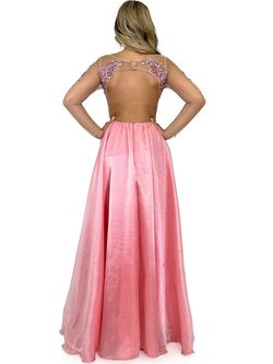 Style 8307 Marc Defang Pink Size 4 Prom Tall Height Sheer A-line Dress on Queenly