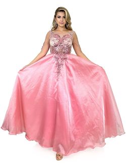 Style 8307 Marc Defang Pink Size 6 Sheer Pageant Prom Floor Length A-line Dress on Queenly