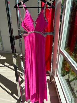 Forever Unique Pink Size 6 Floor Length Jersey Military Mermaid Dress on Queenly