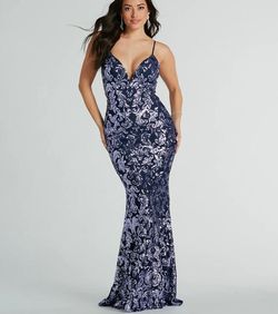 Windsor Purple Size 12 Jersey Plus Size Mermaid Dress on Queenly