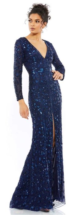 Style 5002 Mac Duggal Blue Size 14 Plunge 5002 Plus Size A-line Dress on Queenly