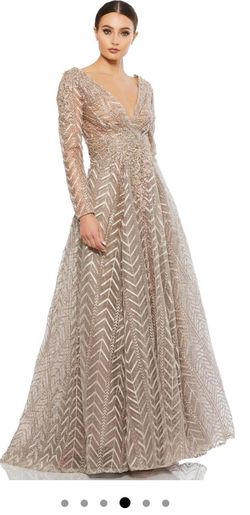 Style 20189 Mac Duggal Nude Size 6 Floor Length Ball gown on Queenly