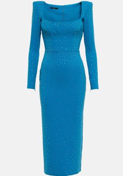 Style Tiernan crystal-embellished midi dress Alex Perry Blue Size 4 Polyester Square Neck Floor Length A-line Dress on Queenly