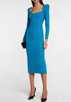 Style Tiernan crystal-embellished midi dress Alex Perry Blue Size 4 Floor Length Jewelled 50 Off Polyester A-line Dress on Queenly