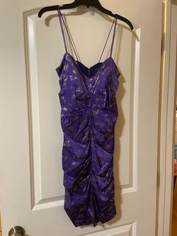 Nicole Miller Purple Size 8 Jersey 50 Off Nightclub Cocktail Dress on Queenly