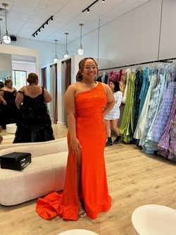 Sherri Hill Orange Size 16 Black Tie Sheri Hill  Free Shipping Floor Length Side slit Dress on Queenly