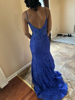 La Femme Blue Size 4 Prom Short Height Mermaid Dress on Queenly