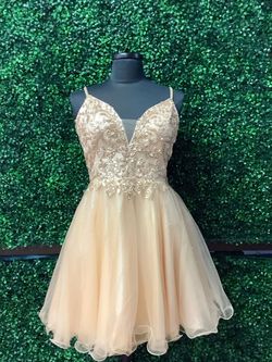 Dancing Queen Nude Size 12 Plus Size Tulle Cocktail Dress on Queenly