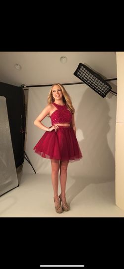 Sherri Hill Red Size 4 Beaded Top Burgundy High Neck Jewelled Cocktail Dress on Queenly