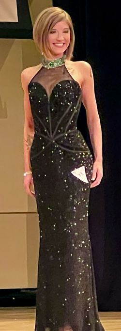 Sherri Hill Black Size 0 Floor Length Jersey A-line Dress on Queenly