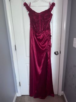 Cinderella Divine Red Size 10 Bustier Pageant Side slit Dress on Queenly
